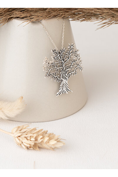 Dkmn Silver 925 AYAR GÜMÜŞ HAYAT AĞACI BROŞ VE KOLYE