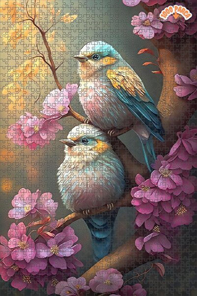 Teona Ahşap MİNİK KUŞLAR Dekoratif Çift Katlı Çerçeveli Asılabilir Ahşap Puzz...