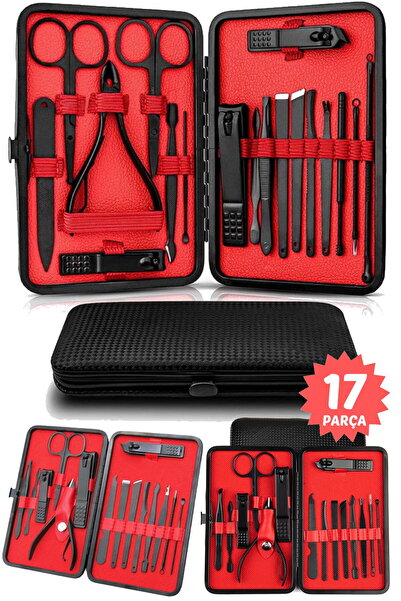 Munico 17 Adet Paslanmaz Çelik Tırnak Makası Kesici Manikür ve Pedikür Seti T...