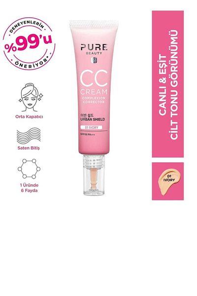 PURE BEAUTY Ivory CC Cream Spf50 - Pa+++ Paraben Free 30ml Pinkrain