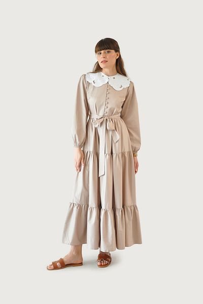 Rukayyel Φόρεμα Poplin σε Μπεζ Χρώμα Bloom
