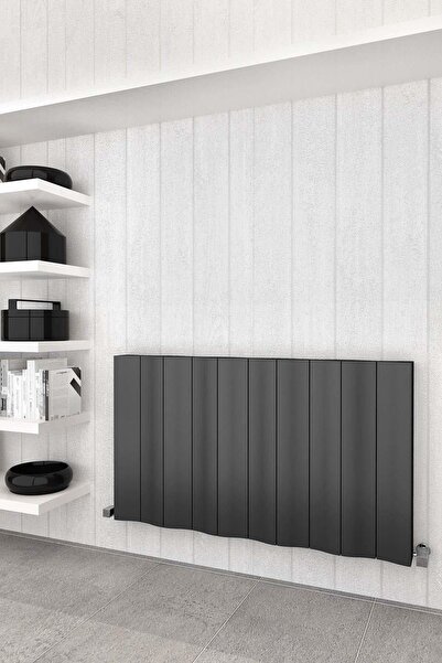 Sanica Asimetrik Dizayn Radyatör Antrasit Alüminyum Yatay (double) 600 X 409 Mm