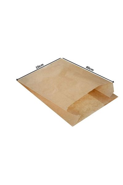 OLİ Art Kraft Paper Bag - 15x40, 50 Pieces, Gift Package for Toast Poğaç and Bread