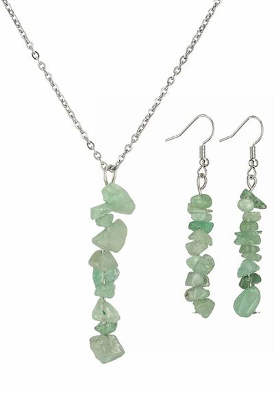 Kusakli Aventurine Natural Stone Necklace and Earring Set