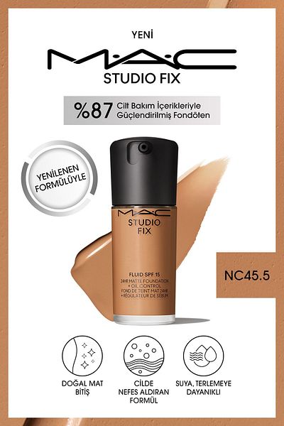 M.A.C Studio Fix Fluid SPF 15 Matte Foundation - Renewed Formula, NC45.5, 30 ML