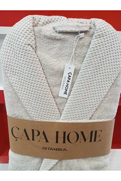 Çapa Home 100% Cotton Water Drawing Double Pocket Bathrobe