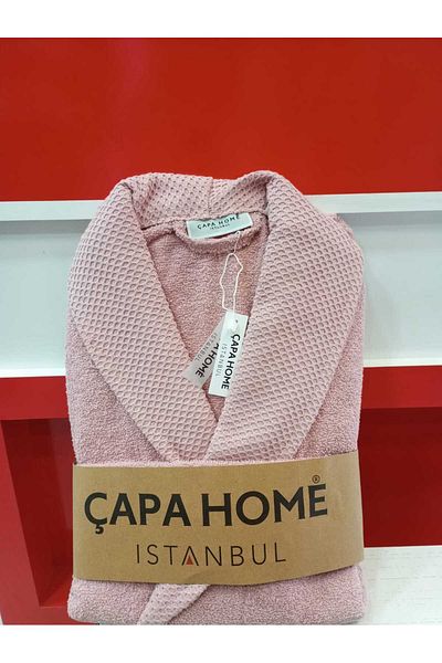 Çapa Home 100% Cotton Water Drawing Double Pocket Bathrobe