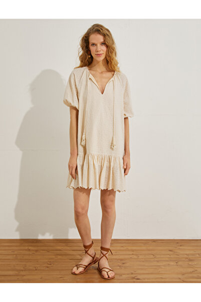 Koton Minišaty s balonovým rukávem Bohemian Tassel Detailed