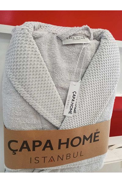 Çapa Home 100% Cotton Water Drawing Double Pocket Bathrobe