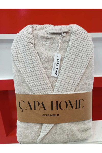 Çapa Home 100% Cotton Water Drawing Double Pocket Bathrobe