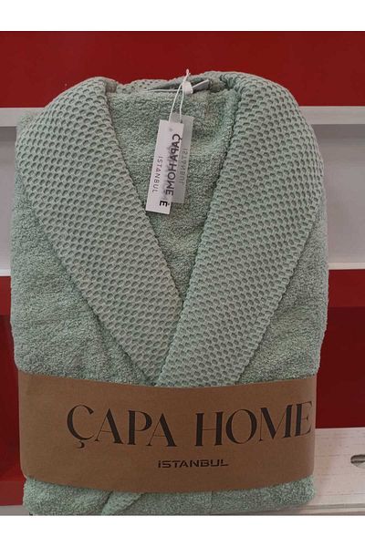 Çapa Home 100% Cotton Water Drawing Double Pocket Bathrobe