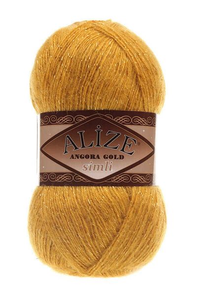 Alize Angora Gold Glitter Saffron 02 - Hand Knitted Vest Cardigan and Sweater Yarn