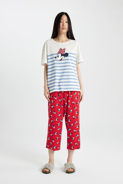 DeFacto Σετ πιτζάμες με κοντό μανίκι Disney Mickey Minnie Regular Fit - B8704AX24SM