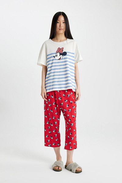 DeFacto Σετ πιτζάμες με κοντό μανίκι Disney Mickey Minnie Regular Fit - B8704AX24SM