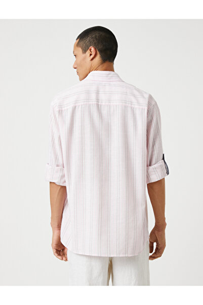 Koton Szőtt ing klasszikus gallérral, gombos felhajtható ujjú részlet