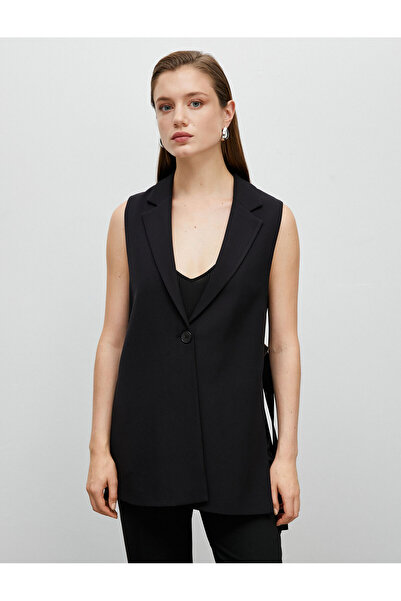 Koton Klassische Weste mit V-Ausschnitt, Einzelknopf und Gürtel an den Seiten