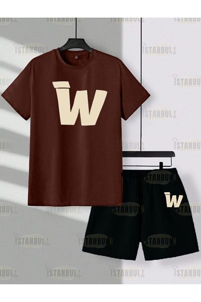 PENTHİLUS W Letter Printed T-shirt and Shorts Tracksuit Set - S