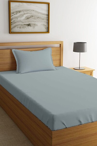 Evmila Set de cearșafuri elastice unice gri - imprimat simplu