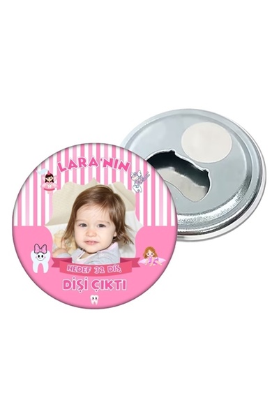 Elara Tasarım Kişiye Özel Diş Buğdayı Açacak Magnet Hediye 58mm 5 Adet Poşetli