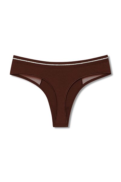 HNX 5-Piece Interlock Fabric Women's Thong Panties with Lace and Tulle Detail