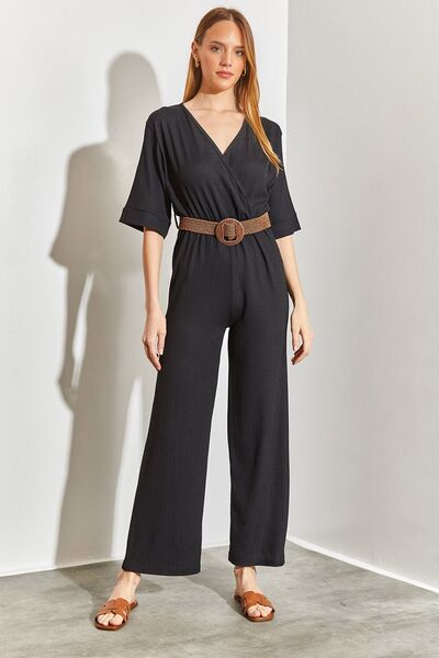 SHADE Kadın Kruvaze Yaka Kemerli Tulum