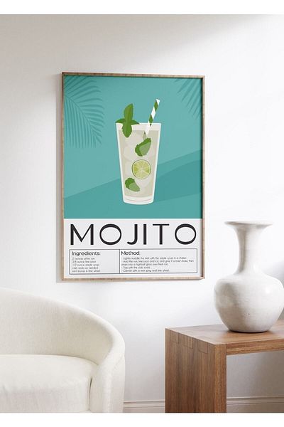 Yaris Note Mojito Cocktail Αφίσα χωρίς πλαίσιο Μοντέρνα διακοσμητική χωρίς πλαίσιο