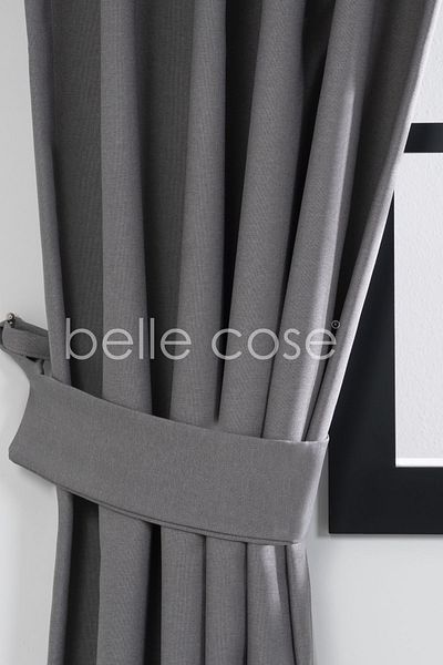 Belle Cose Linen Look Blackout Blackout Thermal Gray Background Curtain Single Wing