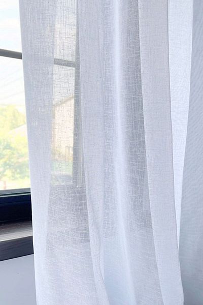 Belle Cose Premium Quality Linen Look White Tulle Curtain Pleat Free Plain Planting