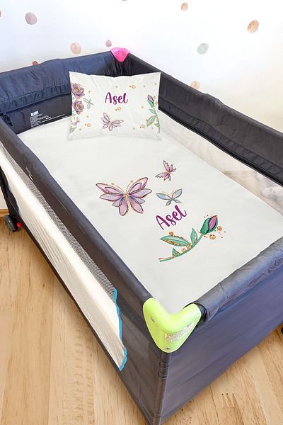 Homamia Mother's Side Sheet Set Purple Butterfly (100X115)