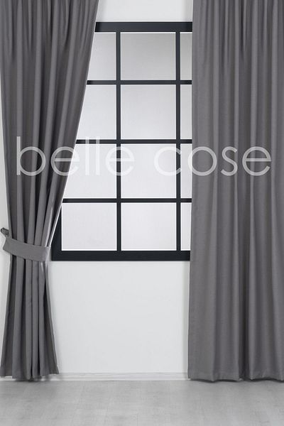 Belle Cose Linen Look Blackout Blackout Thermal Gray Background Curtain Single Wing