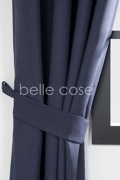 Belle Cose Linen Look Blackout Blackout Thermal Navy Blue Background Curtain Single Wing