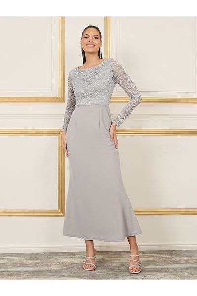 Styli Lace Detail Long Sleeves Mermaid Dress