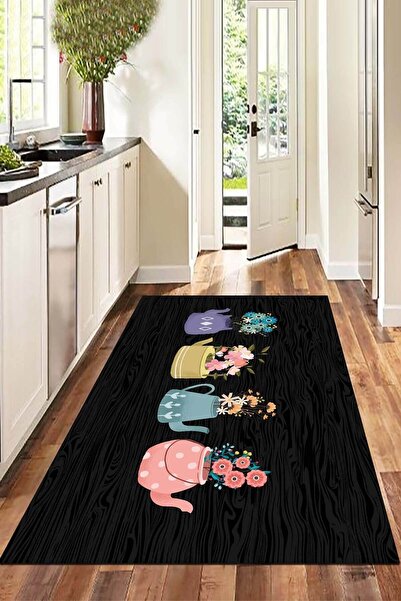 Viva Home Makinede Yıkanabilen Kaymaz Taban Çaydanlık Mutfak Halısı Ar208