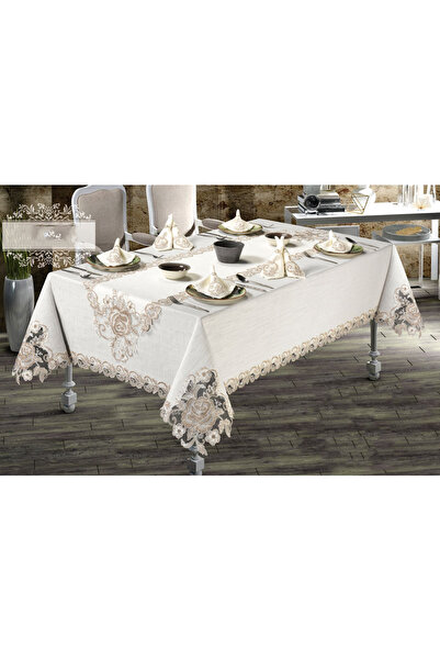 Haspen Pelin Set - 12 Napkins, French Laced Linen Dinnerware Set 26 Pieces