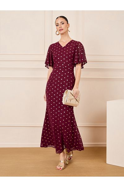 Styli Foil Print Spot Mermaid Hem Sheath Dress