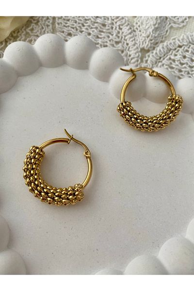 stainles steel Gold Steel Model Serrated Earrings