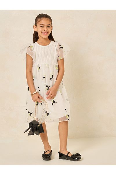 Styli Embroidery Mesh Dress