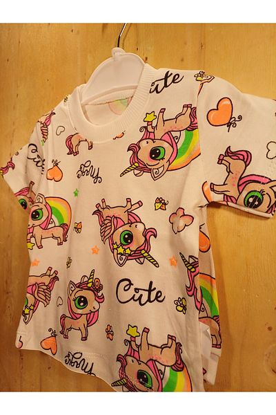 SWEET BABY Baby Girl Unicorn Printed Shorts Set