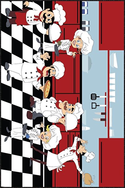 RugViva Kaymaz Tabanlı Halı Mutfak MT06 Kırmızı