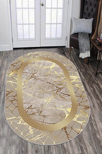 Viva Weaver's Kaymaz Tabanlı Makinede Yıkanabilir Dekoratif Oval Halı Ar753