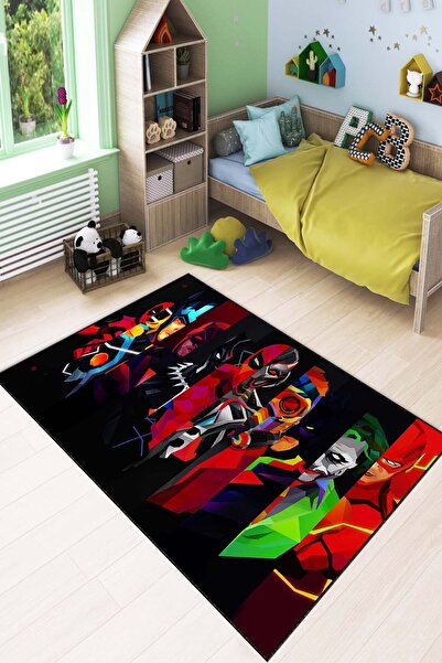 Viva Home Makinede Yıkanabilir Kaymaz Tabanlı Joker Marvel Çocuk Halısı Ar1178