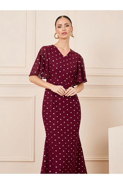 Styli Foil Print Spot Mermaid Hem Sheath Dress