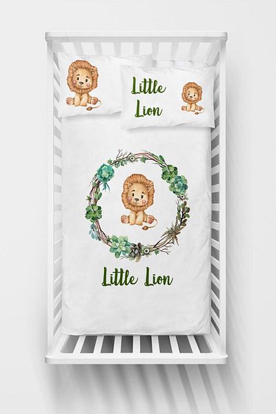 Homamia Unisex Baby White Lion Bedding Set