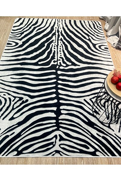 Brillant Zebra Desenli Siyah - Gri Dekoratif Halı