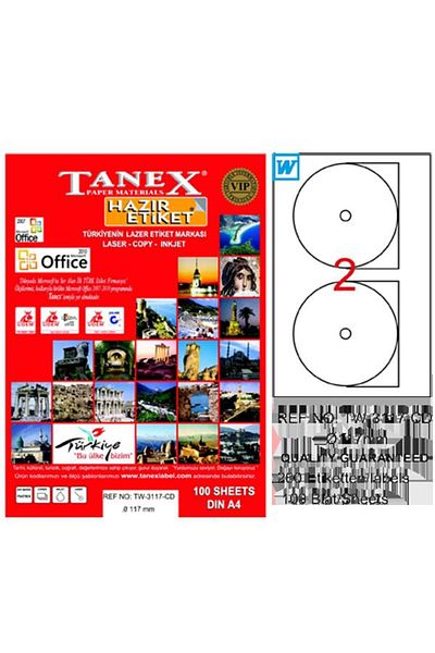 Tanex 100 Yp 117 Mm Cd Label - Laser and Inkjet Copy, TW-3117