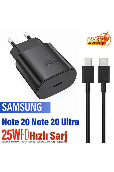 EXENAR Samsung Note20 Notre 20 Ultra Şarj Aleti ve Kablosu 25W HIZLI Şarj Typ...