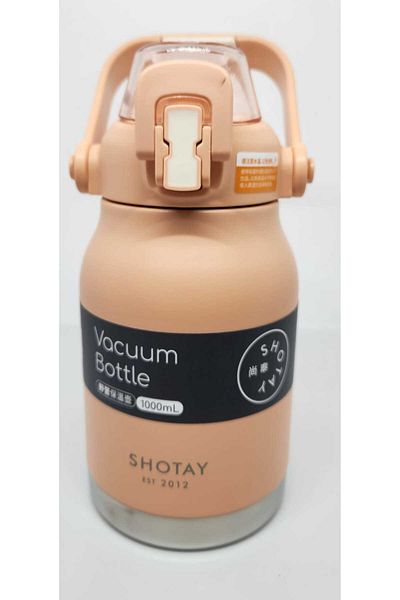 Shotay ST-8250 Model Pink Flask 1000ml Capacity with Handle and Strap with Straw-No Straw 2 Different Uses