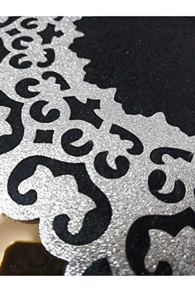 SEHARA 3 ADET/ZİGON SEHPA ÖRTÜSÜ(SERVİS)/33CM YUVARLAK/KADİFE/ÜZERİ DERİ İŞLEMELİ/