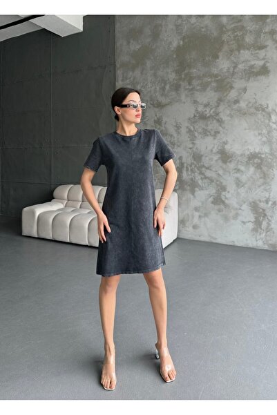 BRGCLOTHING Μπροστινό φόρεμα με ραμμένο λαιμόκοψη με πλύσιμο και λεπτομέρεια