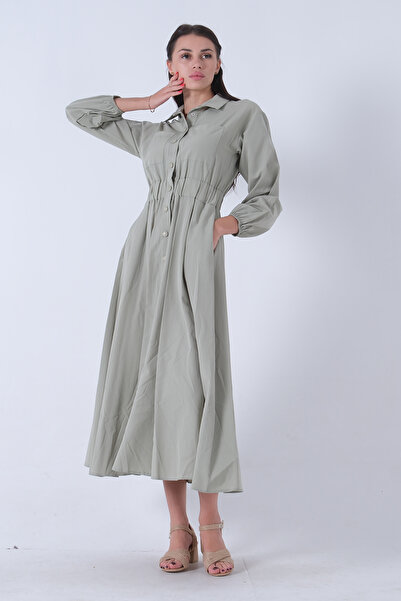 Feminist Mint Hijab Dress - Neck Snap, Model422134